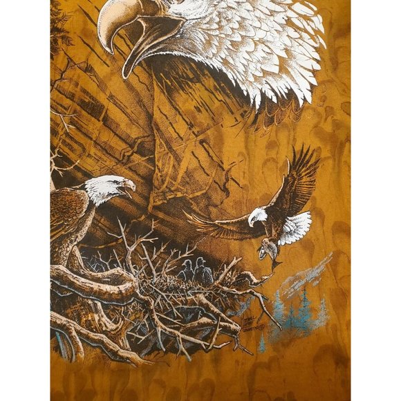 Vintage 2002 Ragtops T Shirt Bald Eagle Soaring Tie Dye Size Medium Rust Color - Picture 6 of 12